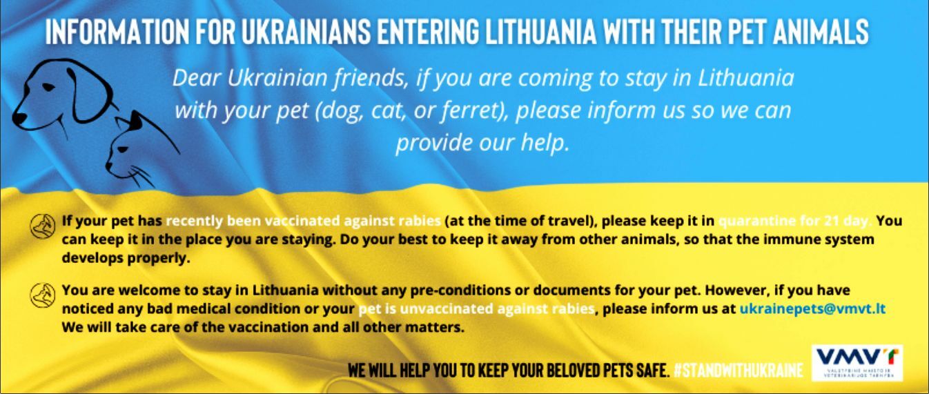 Atvykstantiems iš Ukrainos su gyvūnais/Для українців, які прибувають до Литви з домашніми тваринами (LT; UA)