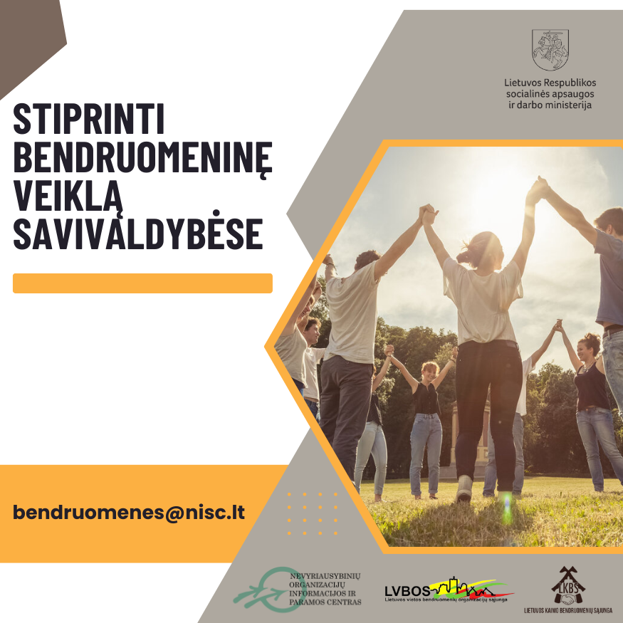 Skelbiamas papildomas kvietimas NVO teikti paraiškas priemonės „Stiprinti bendruomeninę veiklą savivaldybėse“ konkurse