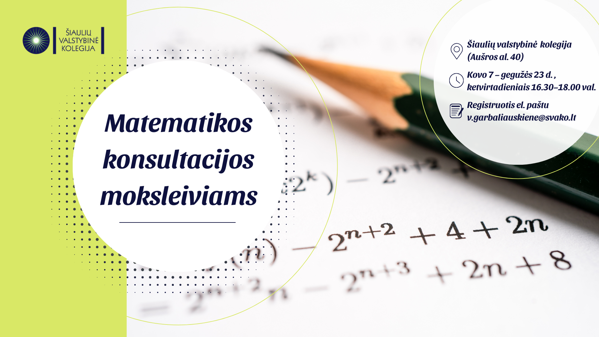 Ruoškimės matematikos egzaminui kartu! Matematikos konsultacijos moksleiviams