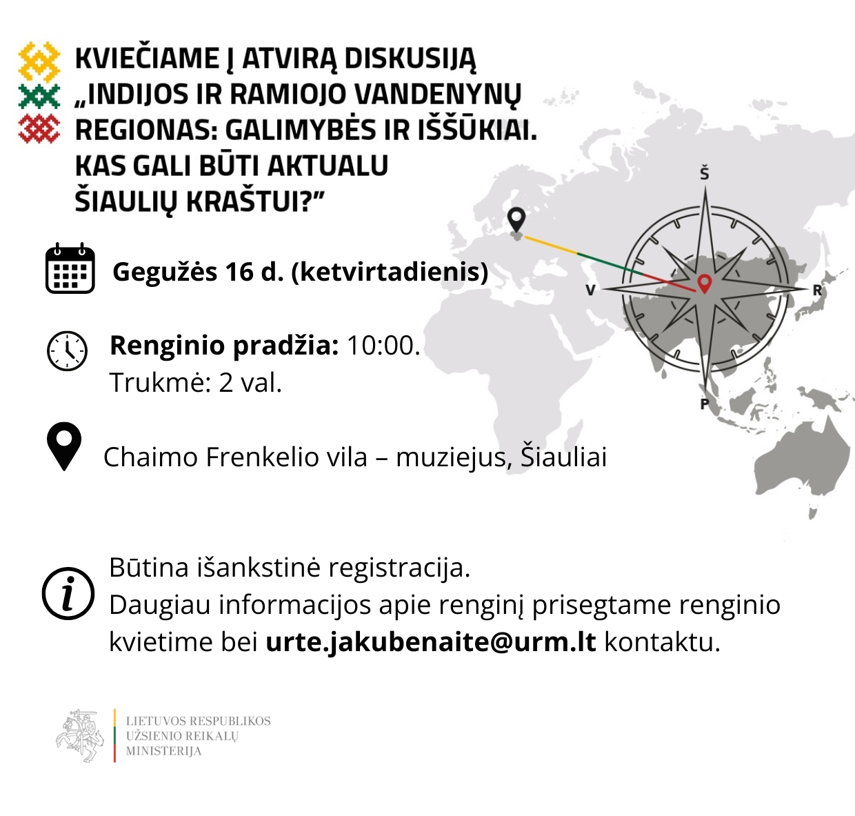 Kviečiame į diskusiją „Indijos ir Ramiojo vandenynų regionas: galimybės ir iššūkiai. Kas gali būti aktualu Šiaulių kraštui?“
