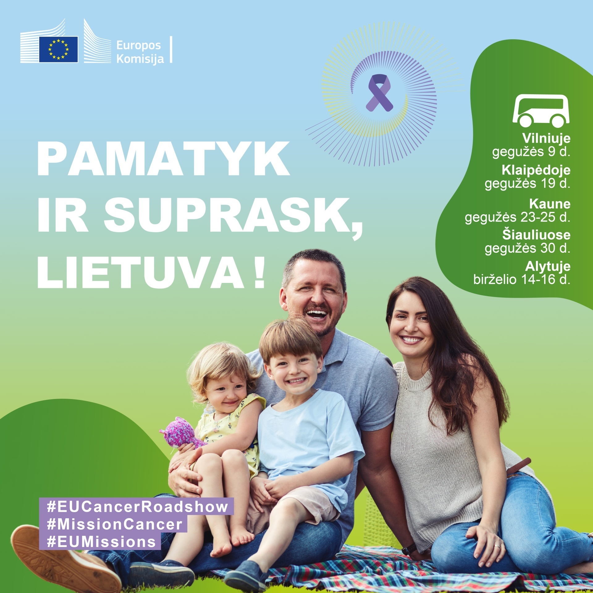 ES kovos su vėžiu misijos turas autobusu