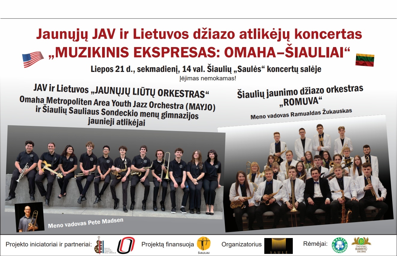 Šiauliuose – jaunųjų JAV ir Lietuvos atlikėjų „MUZIKINIS EKSPRESAS: OMAHA–ŠIAULIAI“