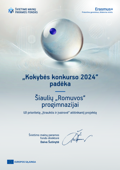 Šiaulių „Romuvos“ progimnazija pelnė „Kokybės konkurso“ 2024 apdovanojimą