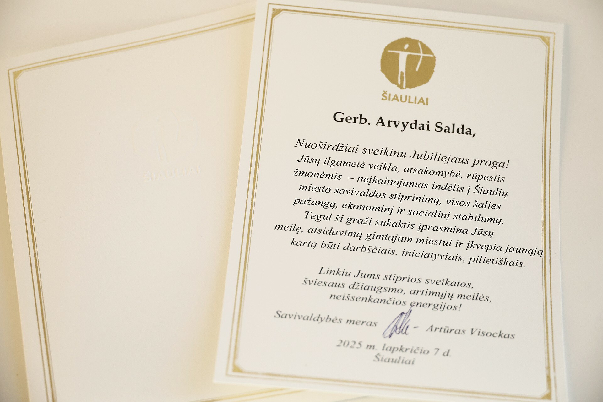 Šiaulių garbės pilietis Arvydas Salda...