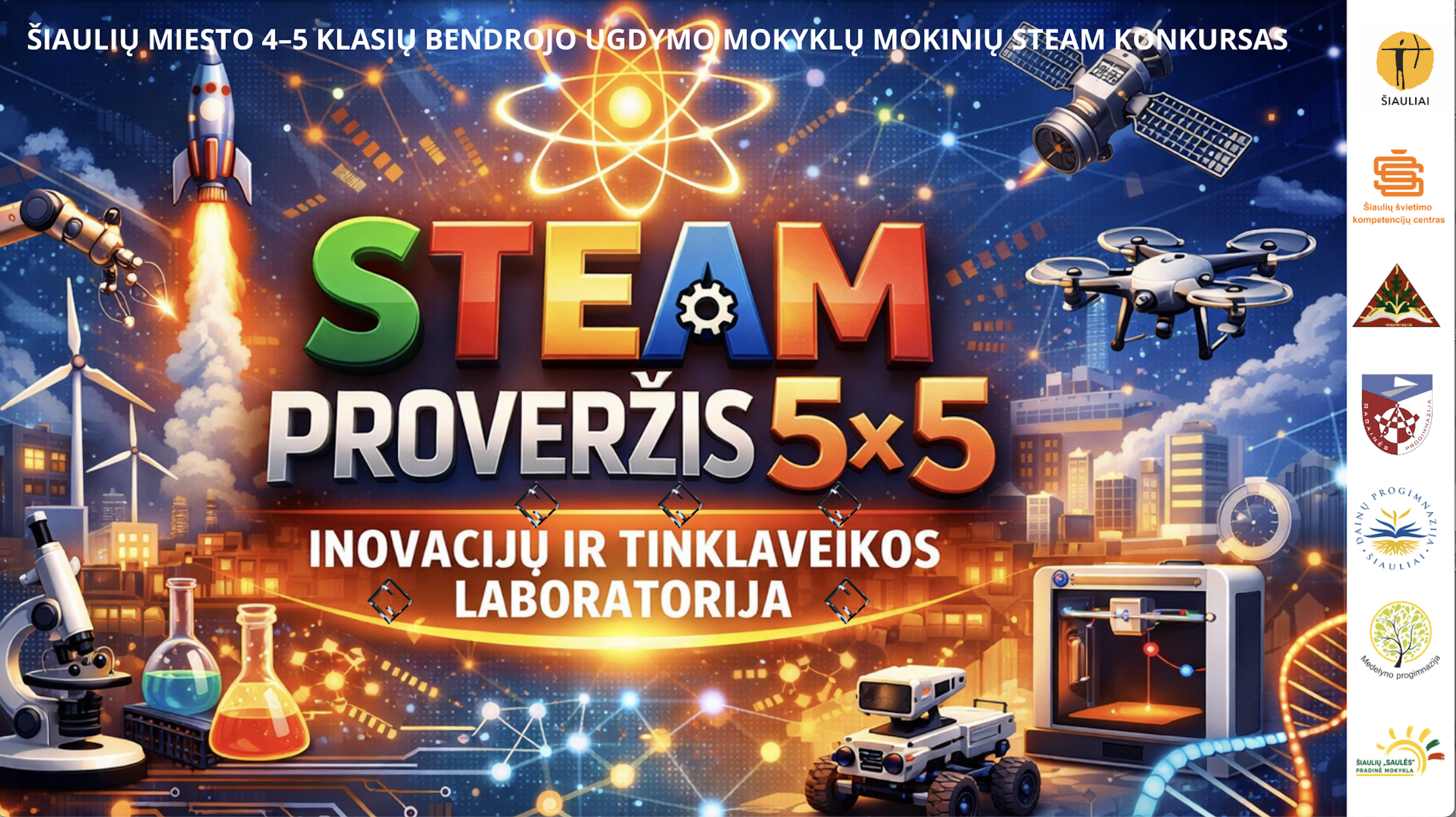 Šiaulių miesto 4–5 klasių bendrojo ugdymo mokyklų mokinių STEAM konkursas „STEAM PROVERŽIS 5×5 – INOVACIJŲ IR TINKLAVEIKOS LABORATORIJA“