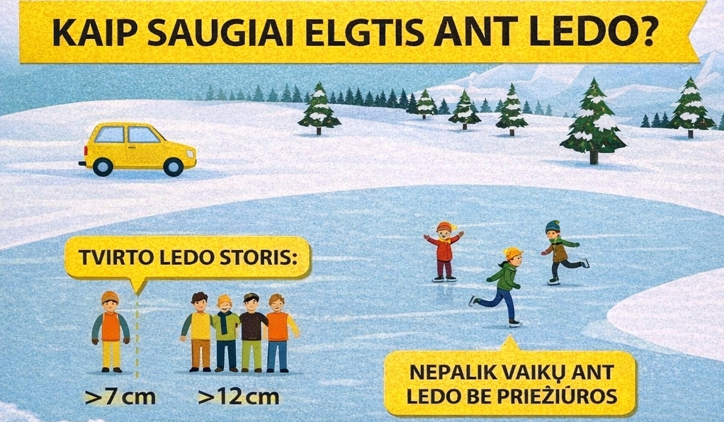 Patarimai, kaip elgtis ant vandens telkinių ledo