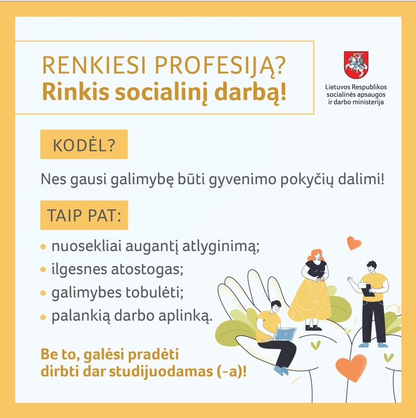 Kviečia rinktis socialinio darbo studijas!