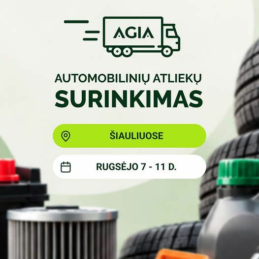 Rugsėjo 7–11 d. Šiaulių miesto gyventojai kviečiami nemokamai atiduoti pavojingąsias automobilių atliekas!