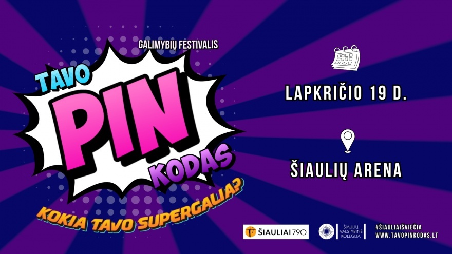 Galimybių festivalis TAVO PIN KODAS 2026: vyksta organizacijų ir mokyklų registracija